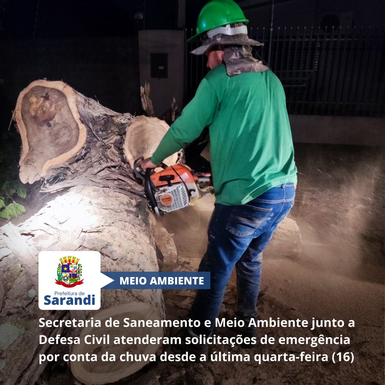 Secretaria de Saneamento e Meio Ambiente junto a Defesa Civil atenderam solicitações de emergência por conta da chuva desde a última quarta-feira (16)